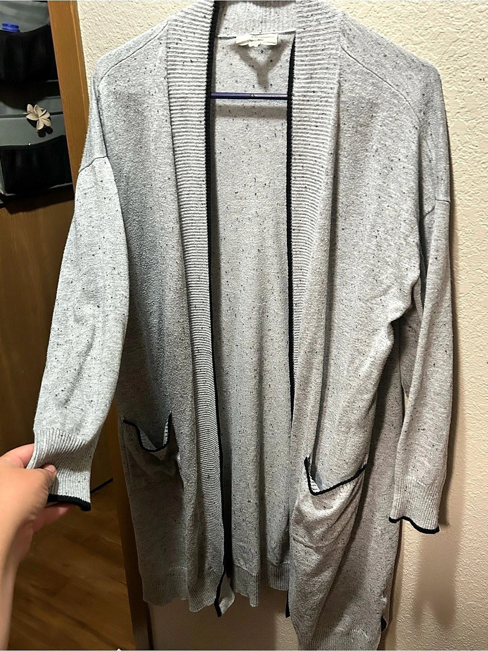Dotti Paige Women's Open Front Cardigan Gray 1X
